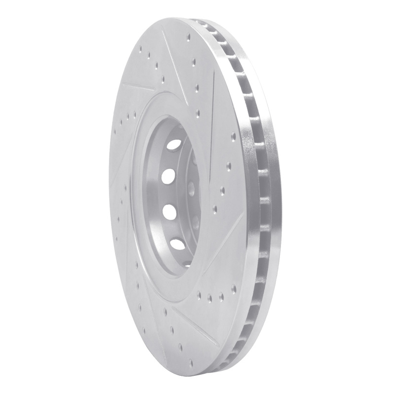 Audi A8 Brake Rotor (1) - Front Left - R1 Concepts - Drilled & Slotted - Silver - `00-`03